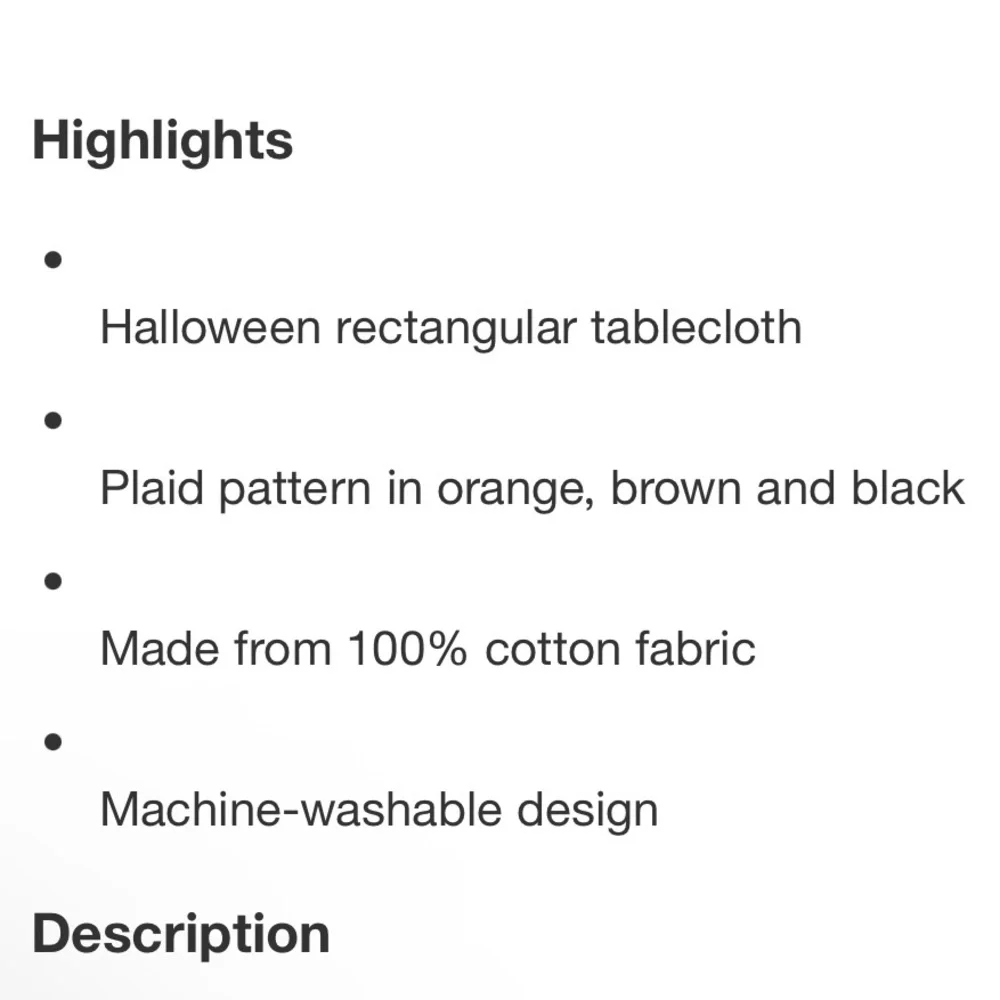 Fall/Halloween Checkered Fabric Tablecloth Orange &  Black - 60 
